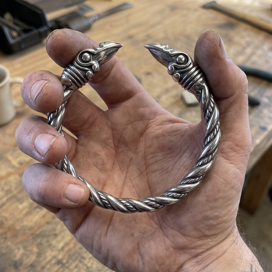 Raven Head Torc Arm Ring