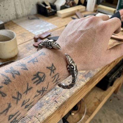Raven Head Torc Arm Ring